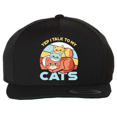 Yep I Talk To My Cats Wool Snapback Cap