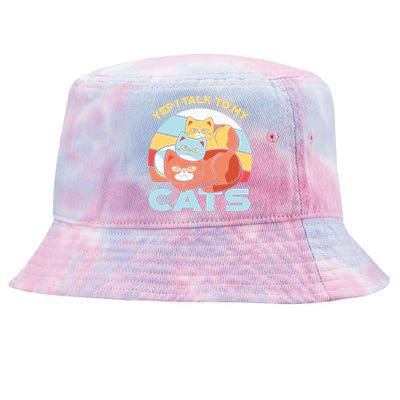 Yep I Talk To My Cats Tie-Dyed Bucket Hat