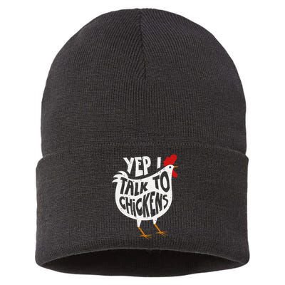 Yep I Talk To Chickens Cute Chicken Buffs Tee Sustainable Knit Beanie