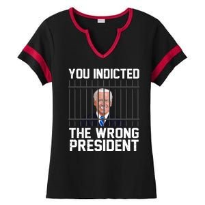 You Indicted The Wrong President Joe Biden Funny Ladies Halftime Notch Neck Tee