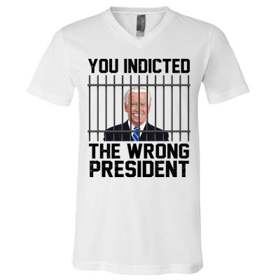 You Indicted The Wrong President Joe Biden Funny V-Neck T-Shirt