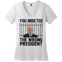 You Indicted The Wrong President Joe Biden Funny Women's V-Neck T-Shirt