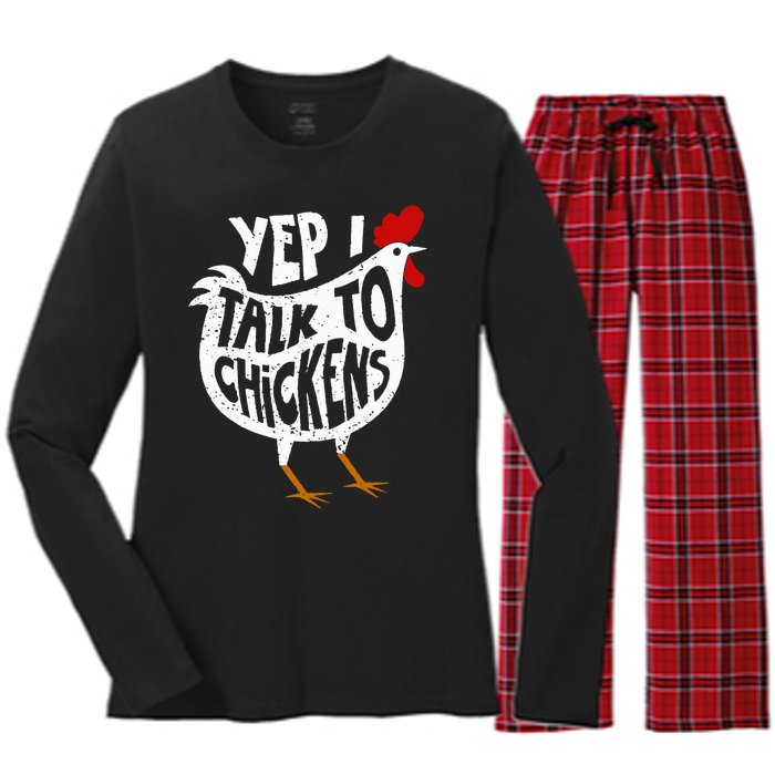 Yep I Talk To Chickens Women's Long Sleeve Flannel Pajama Set 