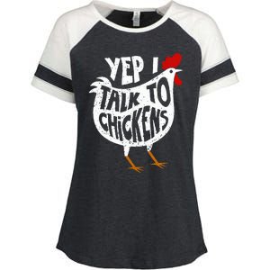 Yep I Talk To Chickens Enza Ladies Jersey Colorblock Tee