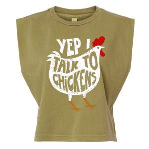 Yep I Talk To Chickens Garment-Dyed Women's Muscle Tee