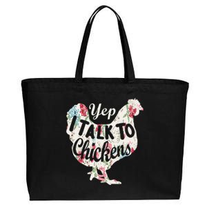 Yep I Talk To Chickens Funny Chicken Lover Farming Cotton Canvas Jumbo Tote