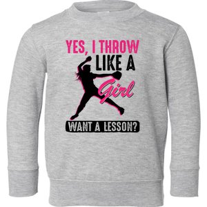 Yes I Throw Like A Cool Pitchers Funny Softball Gift Funny Gift Toddler Sweatshirt