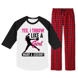 Yes I Throw Like A Girl Cool Pitchers Funny Softball Gift Raglan Sleeve Pajama Set