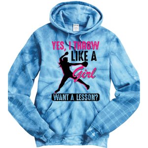 Yes I Throw Like A Girl Cool Pitchers Funny Softball Gift Tie Dye Hoodie