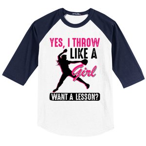 Yes I Throw Like A Girl Cool Pitchers Funny Softball Gift Baseball Sleeve Shirt