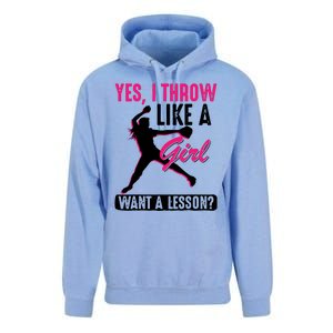 Yes I Throw Like A Girl Cool Pitchers Funny Softball Gift Unisex Surf Hoodie