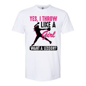 Yes I Throw Like A Girl Cool Pitchers Funny Softball Gift Softstyle CVC T-Shirt