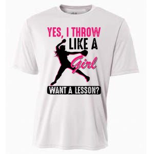 Yes I Throw Like A Girl Cool Pitchers Funny Softball Gift Cooling Performance Crew T-Shirt