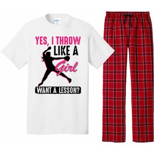 Yes I Throw Like A Girl Cool Pitchers Funny Softball Gift Pajama Set