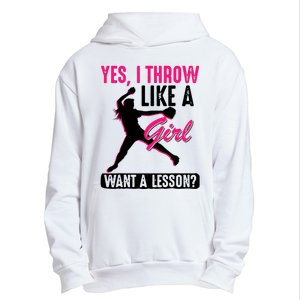 Yes I Throw Like A Girl Cool Pitchers Funny Softball Gift Urban Pullover Hoodie