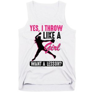 Yes I Throw Like A Girl Cool Pitchers Funny Softball Gift Tank Top