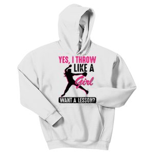 Yes I Throw Like A Girl Cool Pitchers Funny Softball Gift Kids Hoodie