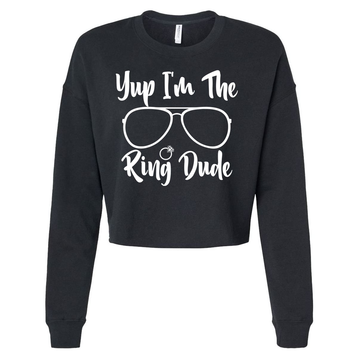 Yup Im The Ring Dude Funny Ring Bearer Wedding Gift Cropped Pullover Crew