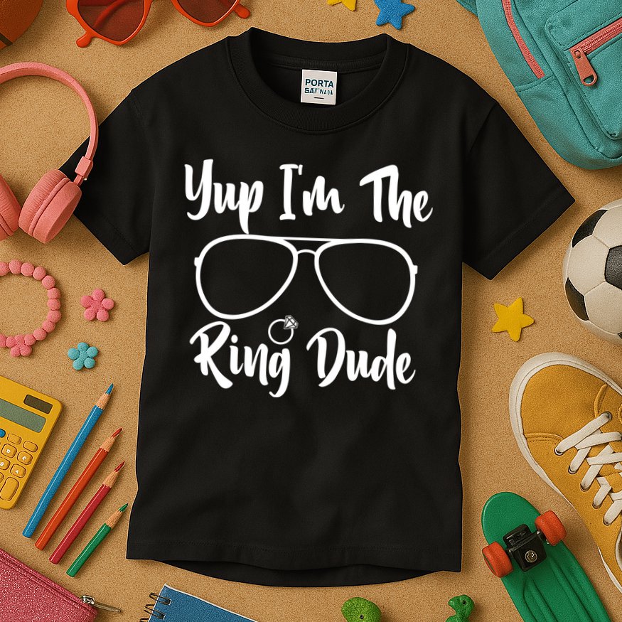 Yup Im The Ring Dude Funny Ring Bearer Wedding Gift Kids T-Shirt
