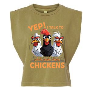 Yep I Talk To Chickens Funny Cute Garment-Dyed Women's Muscle Tee