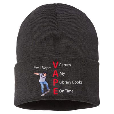 Yes I Vape Return My Library Books On Time Sustainable Knit Beanie