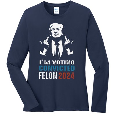 Yes IM Voting Convicted Felon 2024 Ladies Long Sleeve Shirt