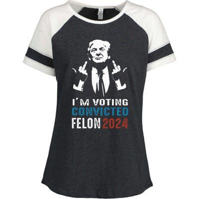 Yes IM Voting Convicted Felon 2024 Enza Ladies Jersey Colorblock Tee