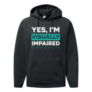 Yes IM Visually Impaired Braille Blind Awareness Vision Performance Fleece Hoodie