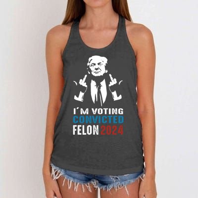 Yes IM Voting Convicted Felon 2024 Women's Knotted Racerback Tank