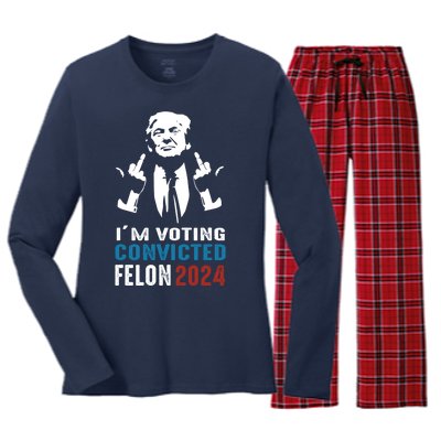 Yes IM Voting Convicted Felon 2024 Women's Long Sleeve Flannel Pajama Set 