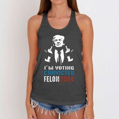 Yes IM Voting Convicted Felon 2024 Women's Knotted Racerback Tank