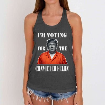 Yes IM Voting Convicted Felon 2024 Women's Knotted Racerback Tank