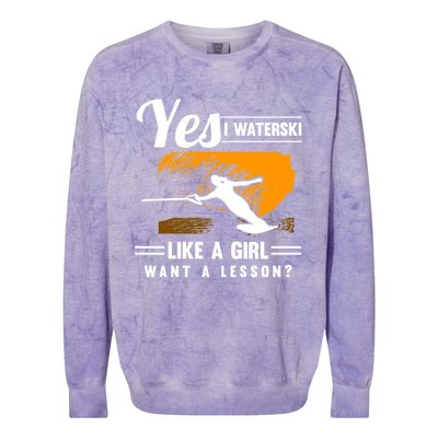 Yes I Waterski Like A Athletes Water Skiing Ski Lover Gift Colorblast Crewneck Sweatshirt