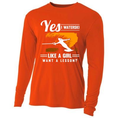 Yes I Waterski Like A Athletes Water Skiing Ski Lover Gift Cooling Performance Long Sleeve Crew