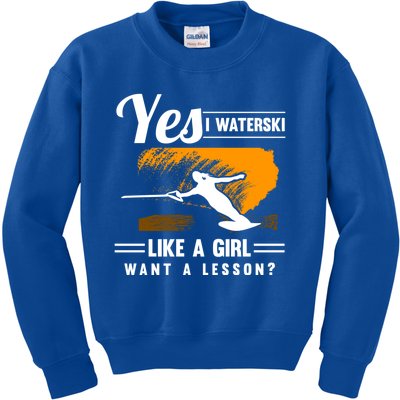 Yes I Waterski Like A Athletes Water Skiing Ski Lover Gift Kids Sweatshirt