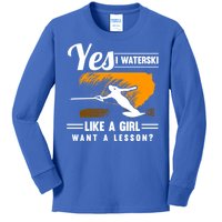 Yes I Waterski Like A Athletes Water Skiing Ski Lover Gift Kids Long Sleeve Shirt