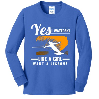 Yes I Waterski Like A Athletes Water Skiing Ski Lover Gift Kids Long Sleeve Shirt