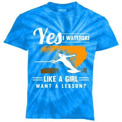 Yes I Waterski Like A Athletes Water Skiing Ski Lover Gift Kids Tie-Dye T-Shirt