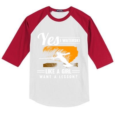 Yes I Waterski Like A Athletes Water Skiing Ski Lover Gift Kids Colorblock Raglan Jersey