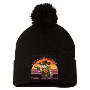 YouVe Just Buttered Your Last Biscuit Western Cat Cowboy Pom Pom 12in Knit Beanie