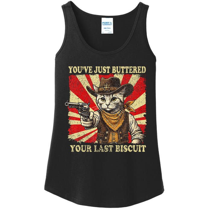 YouVe Just Buttered Your Last Biscuit Western Cat Cowboy Ladies Essential Tank