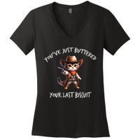 YouVe Just Buttered Your Last Biscuit Western Cat Cowboy Women's V-Neck T-Shirt