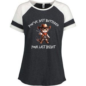 YouVe Just Buttered Your Last Biscuit Western Cat Cowboy Enza Ladies Jersey Colorblock Tee