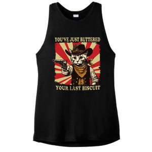 Youve Just Buttered Your Last Biscuit Western Cat Cowboy Ladies PosiCharge Tri-Blend Wicking Tank