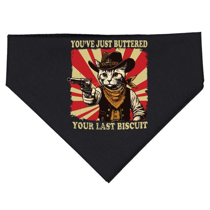 Youve Just Buttered Your Last Biscuit Western Cat Cowboy USA-Made Doggie Bandana