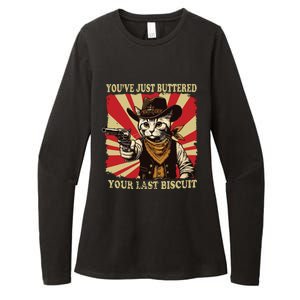 Youve Just Buttered Your Last Biscuit Western Cat Cowboy Womens CVC Long Sleeve Shirt