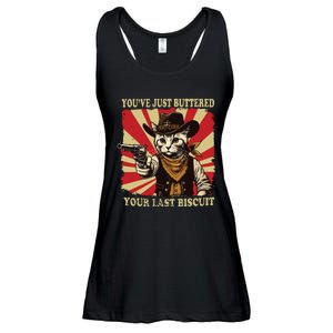 Youve Just Buttered Your Last Biscuit Western Cat Cowboy Ladies Essential Flowy Tank