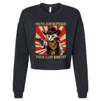 Youve Just Buttered Your Last Biscuit Western Cat Cowboy Cropped Pullover Crew