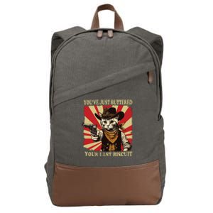 Youve Just Buttered Your Last Biscuit Western Cat Cowboy Cotton Canvas Backpack