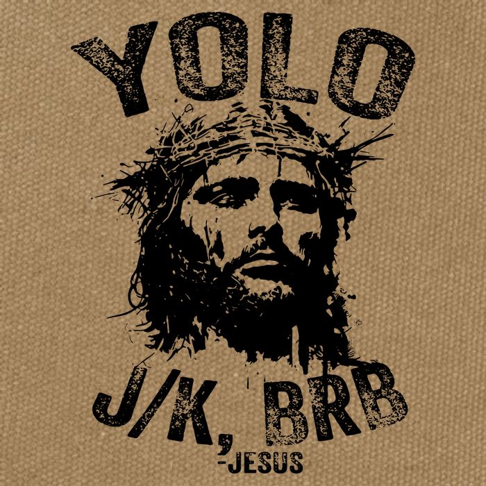 Yolo Jk Brb Jesus Funny Resurrection Christians Easter Day Cotton Canvas Backpack